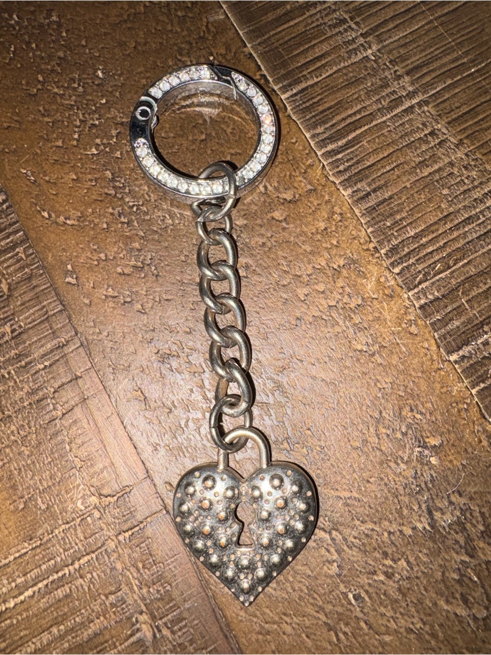 Silver Heart Lock and Key Charm Keychain - Women's Accessory